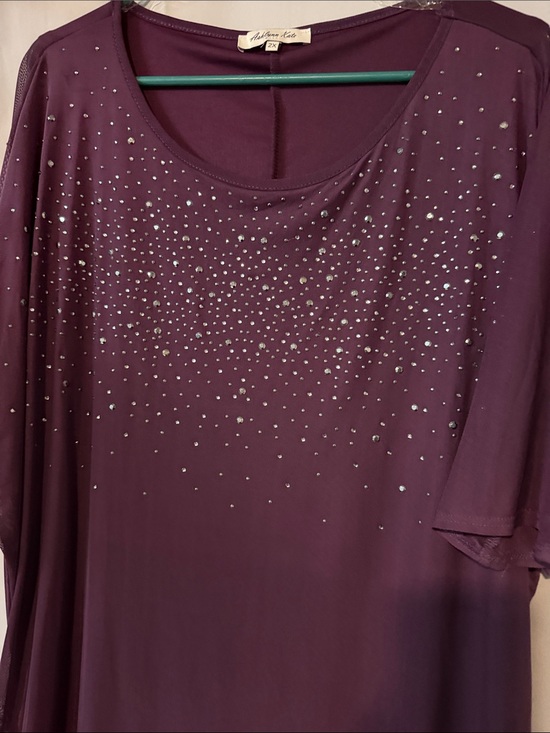 Tops - Embellished Plum Scoop Neck Top